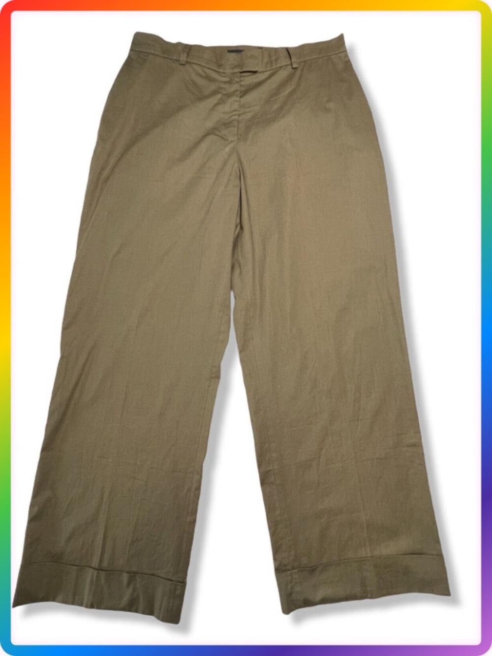 Pinko High Waist Wide Leg Stretch Pants SIZE 10 Brown Cuffed Made in Italy
